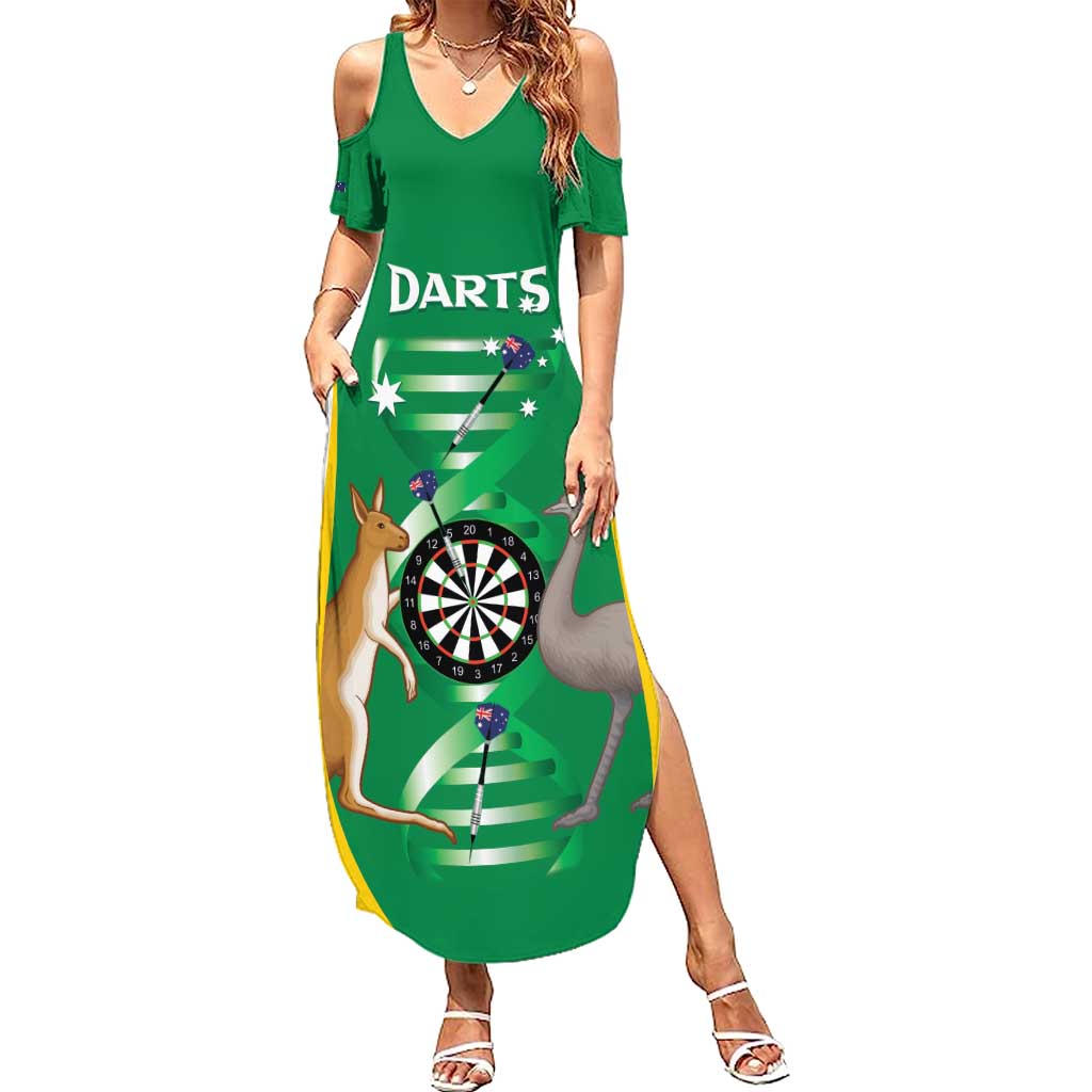 Personalised Australia Darts Family Matching Summer Maxi Dress and Hawaiian Shirt Aussie Its In My DNA National Color - Aussie Hoodie