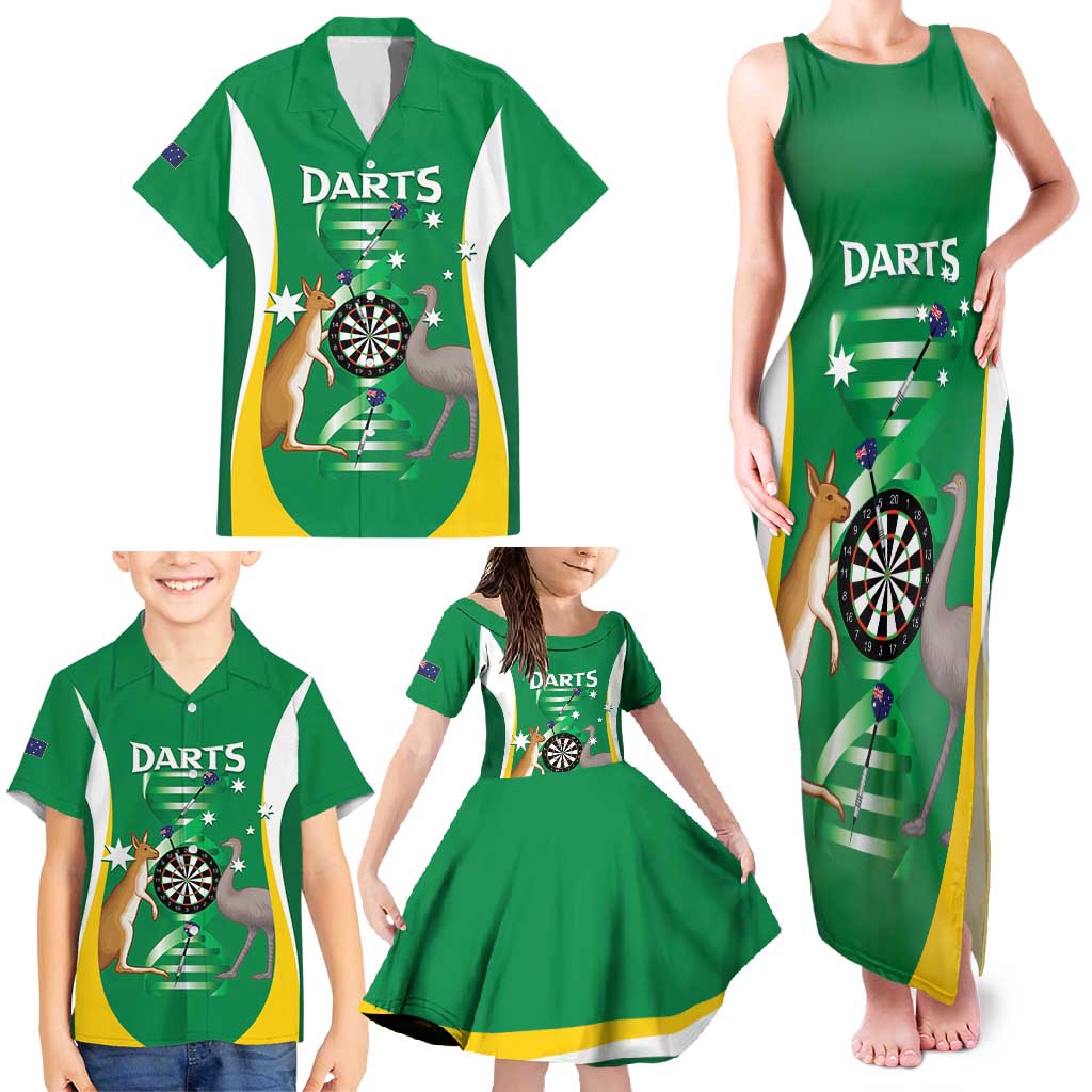 Personalised Australia Darts Family Matching Tank Maxi Dress and Hawaiian Shirt Aussie Its In My DNA National Color - Aussie Hoodie