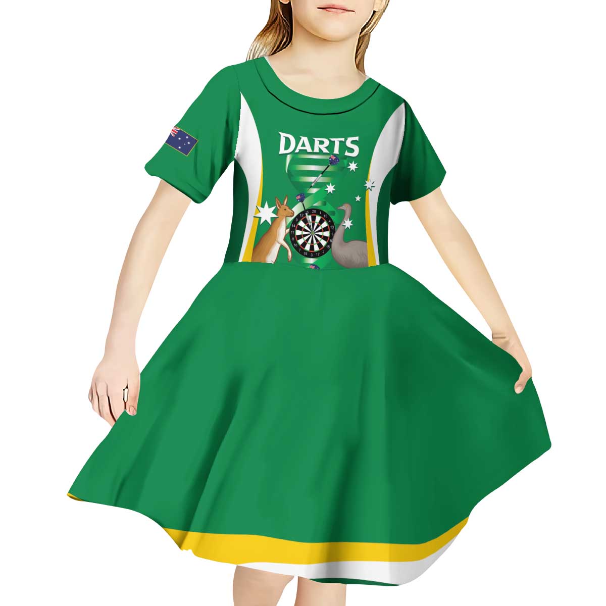 Personalised Australia Darts Kid Short Sleeve Dress Aussie Its In My DNA National Color - Aussie Hoodie