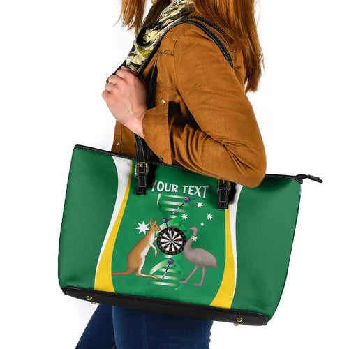 Personalised Australia Darts Leather Tote Bag Aussie Its In My DNA National Color - Aussie Hoodie