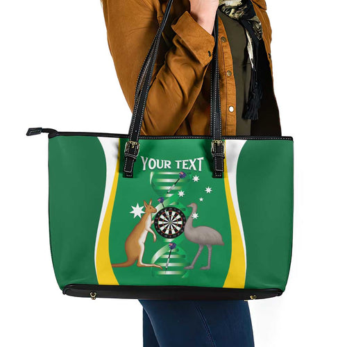 Personalised Australia Darts Leather Tote Bag Aussie Its In My DNA National Color - Aussie Hoodie