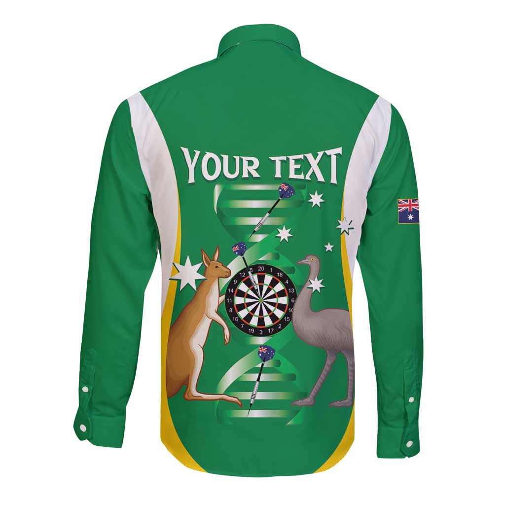 Personalised Australia Darts Long Sleeve Button Shirt Aussie Its In My DNA National Color - Aussie Hoodie