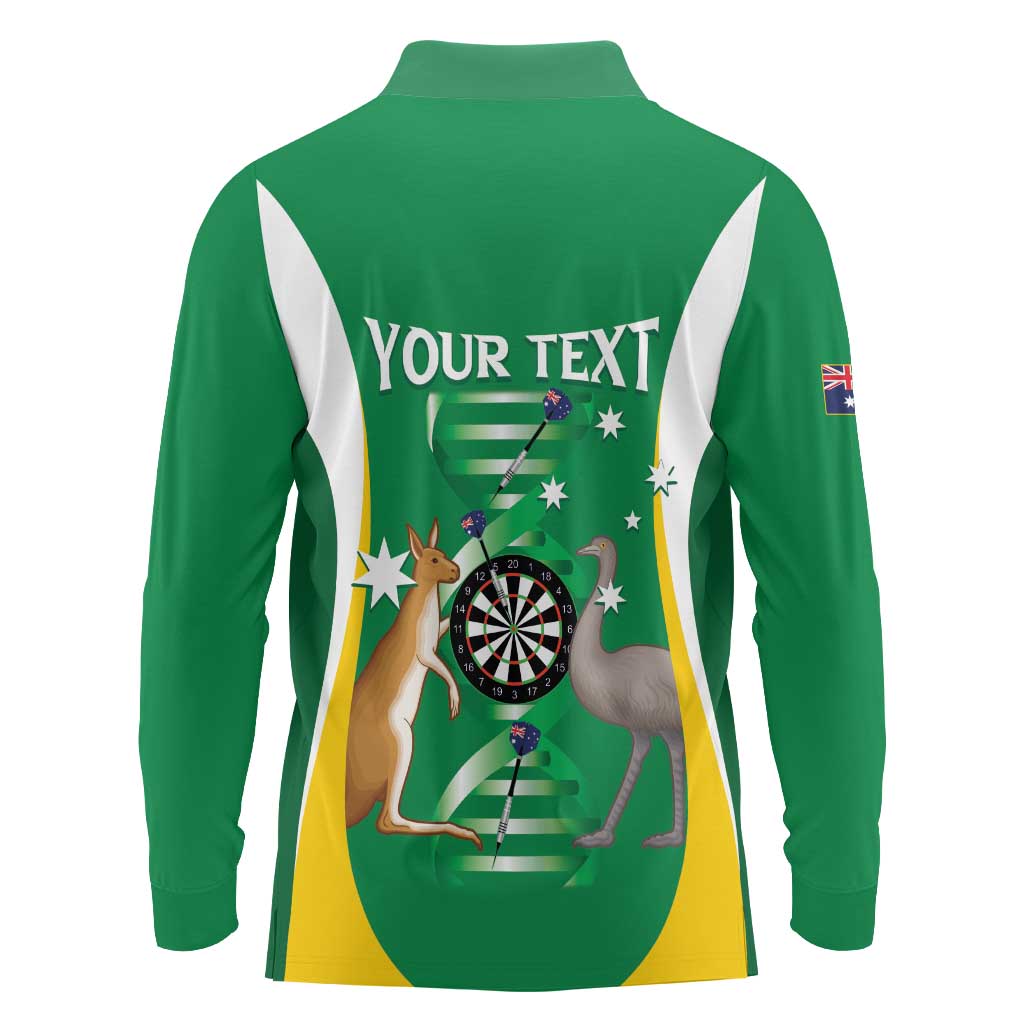 Personalised Australia Darts Long Sleeve Polo Shirt Aussie Its In My DNA National Color - Aussie Hoodie