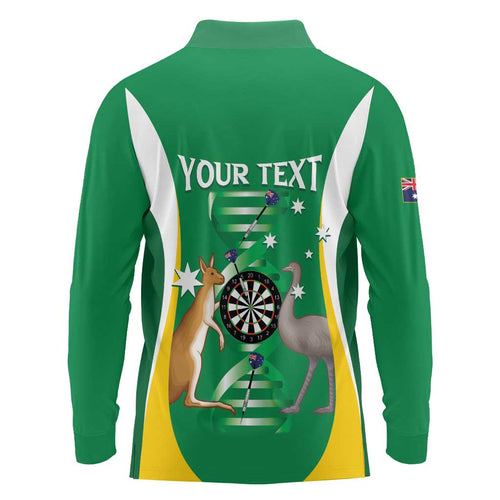 Personalised Australia Darts Long Sleeve Polo Shirt Aussie Its In My DNA National Color - Aussie Hoodie