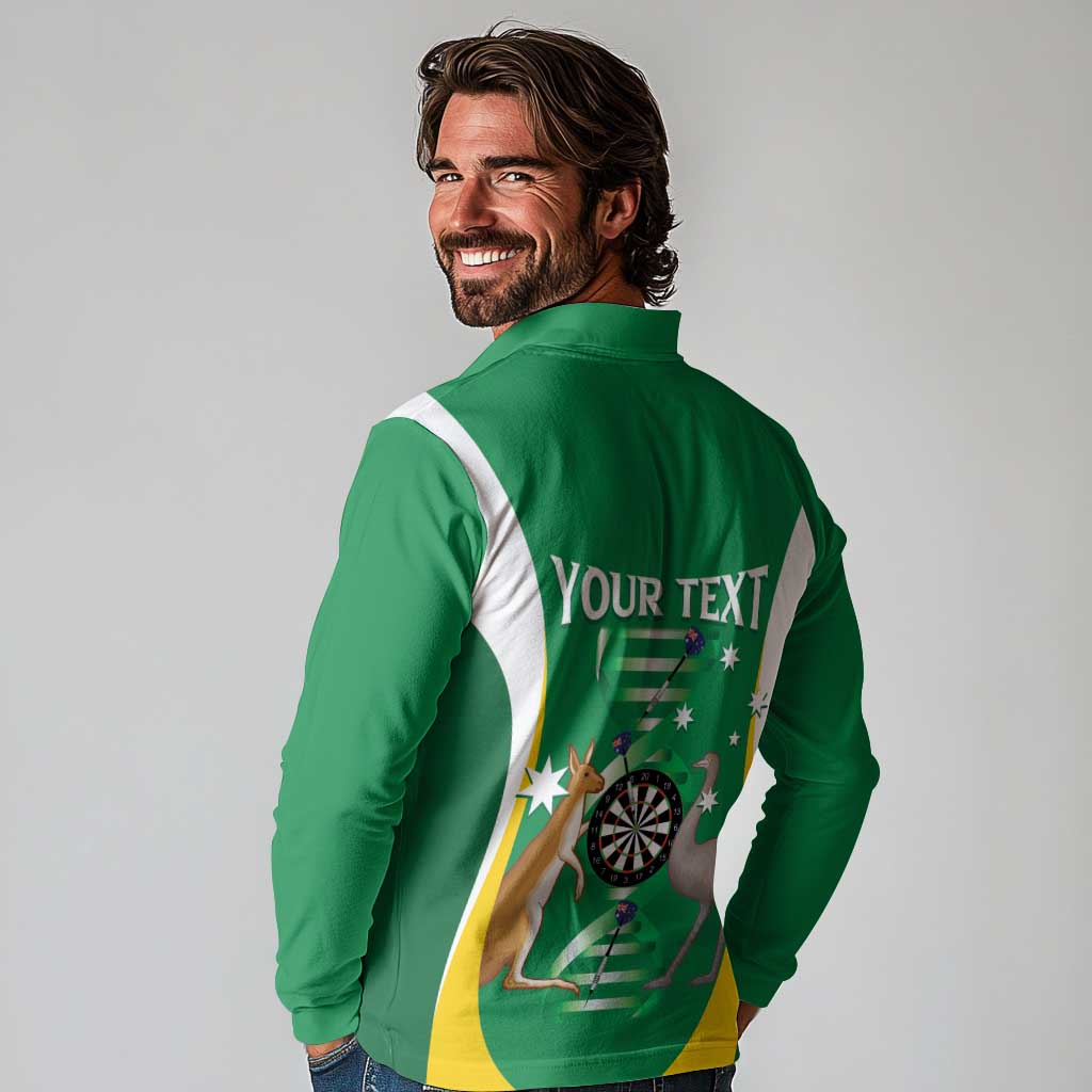 Personalised Australia Darts Long Sleeve Polo Shirt Aussie Its In My DNA National Color - Aussie Hoodie