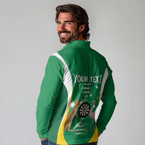 Personalised Australia Darts Long Sleeve Polo Shirt Aussie Its In My DNA National Color - Aussie Hoodie