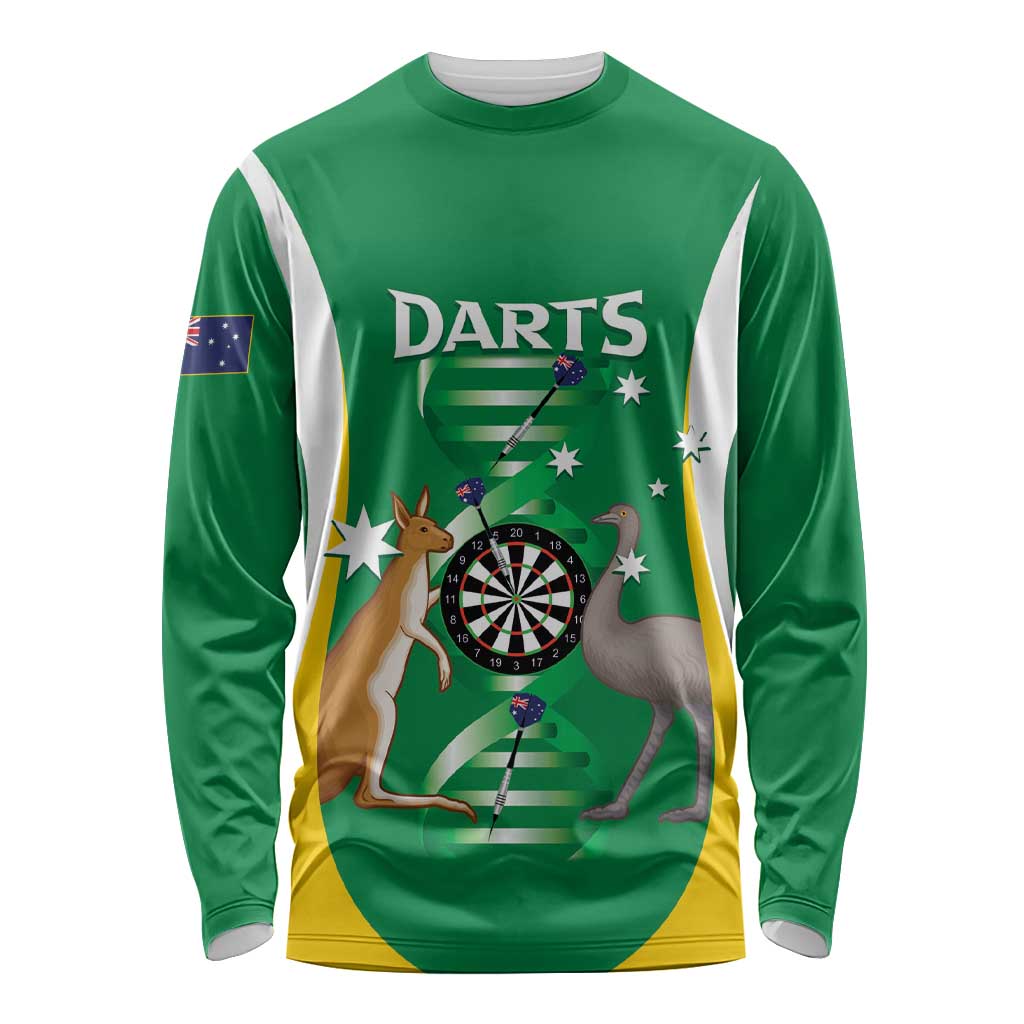 Personalised Australia Darts Long Sleeve Shirt Aussie Its In My DNA National Color - Aussie Hoodie