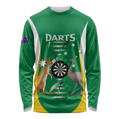Personalised Australia Darts Long Sleeve Shirt Aussie Its In My DNA National Color - Aussie Hoodie