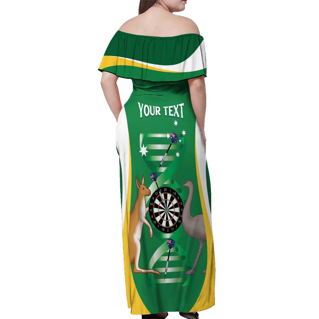 Personalised Australia Darts Off Shoulder Maxi Dress Aussie Its In My DNA National Color - Aussie Hoodie