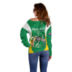 Personalised Australia Darts Off Shoulder Sweater Aussie Its In My DNA National Color - Aussie Hoodie