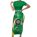 Personalised Australia Darts Short Sleeve Bodycon Dress Aussie Its In My DNA National Color - Aussie Hoodie
