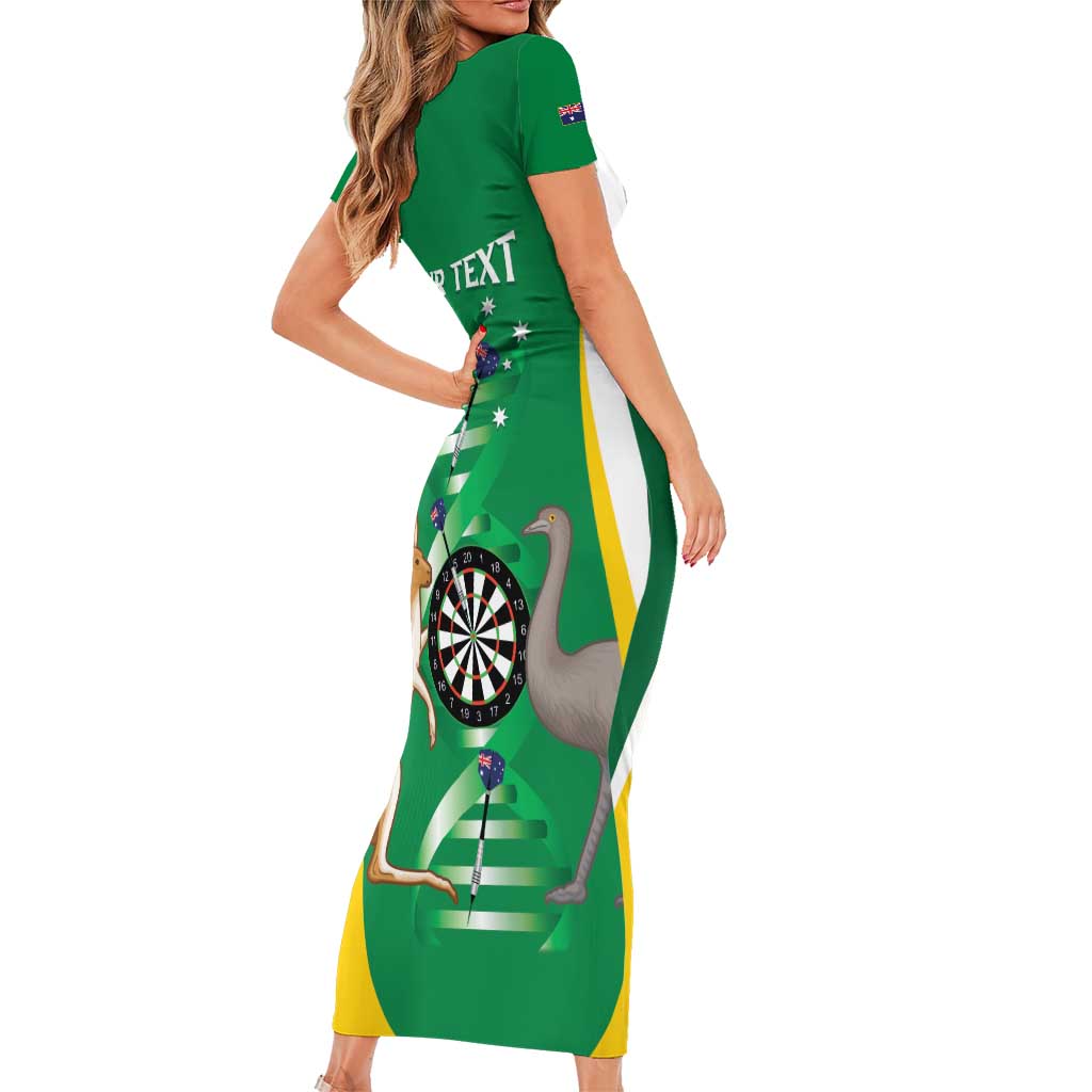Personalised Australia Darts Short Sleeve Bodycon Dress Aussie Its In My DNA National Color - Aussie Hoodie