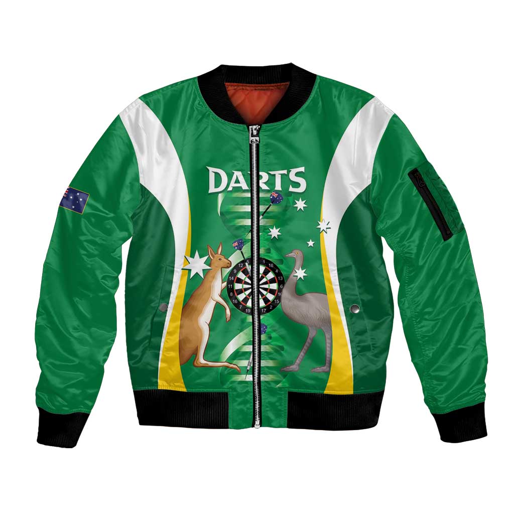Personalised Australia Darts Sleeve Zip Bomber Jacket Aussie Its In My DNA National Color - Aussie Hoodie