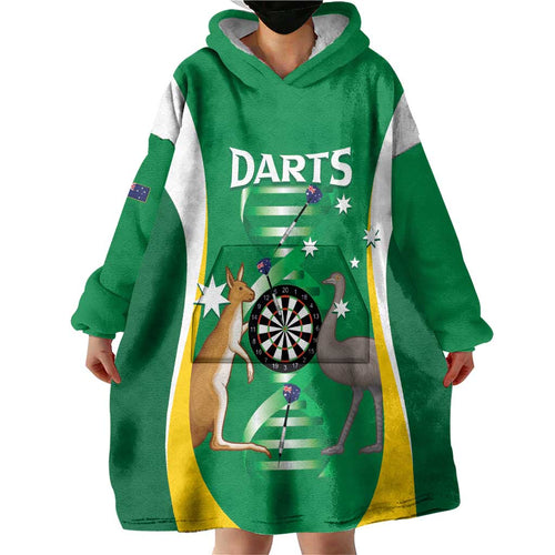 Personalised Australia Darts Wearable Blanket Hoodie Aussie Its In My DNA National Color - Aussie Hoodie