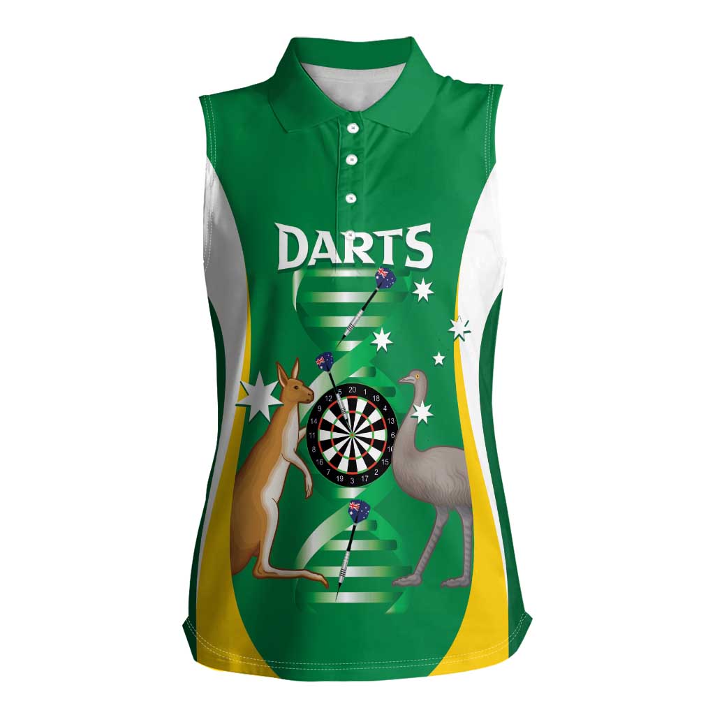 Personalised Australia Darts Women Sleeveless Polo Shirt Aussie Its In My DNA National Color - Aussie Hoodie
