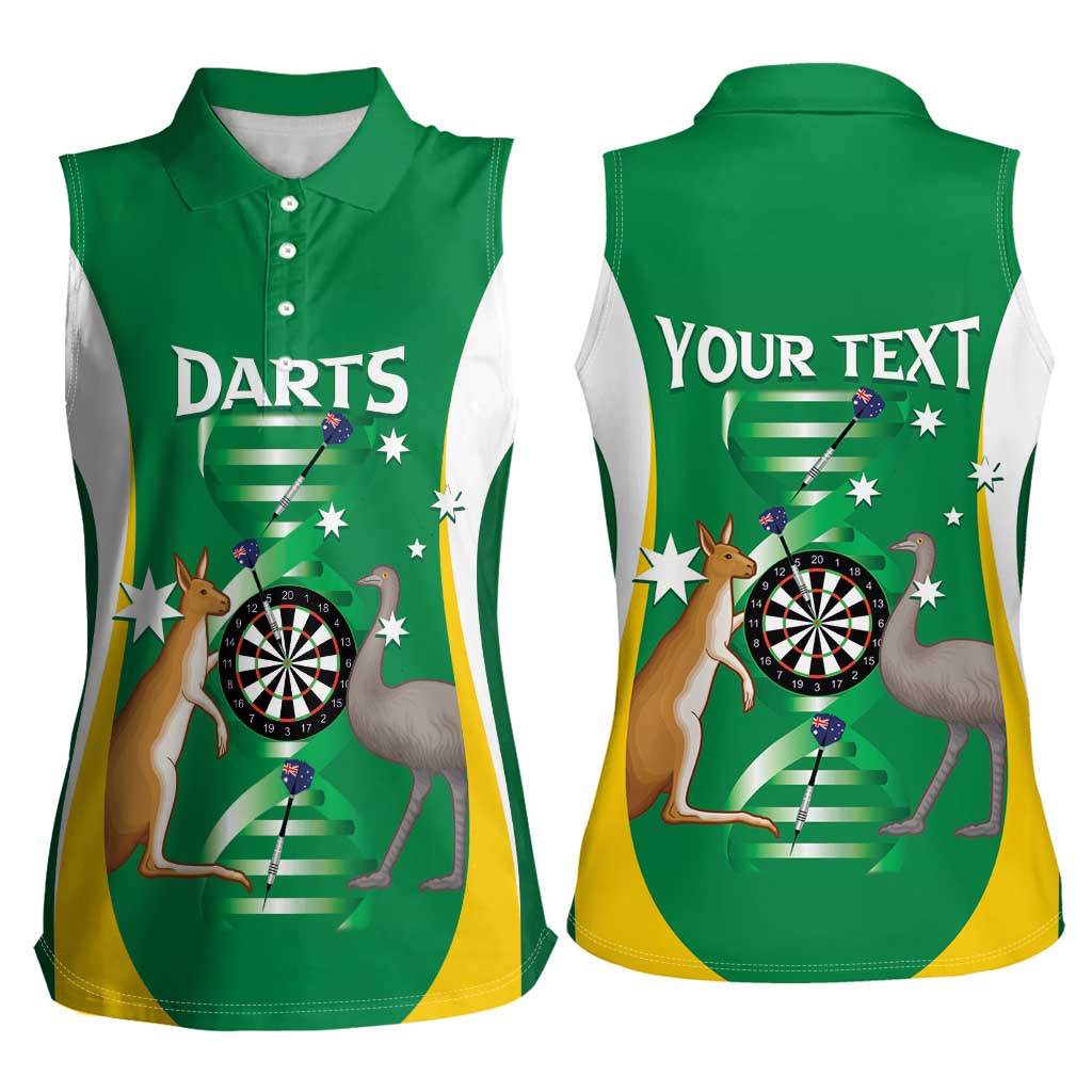 Personalised Australia Darts Women Sleeveless Polo Shirt Aussie Its In My DNA National Color - Aussie Hoodie
