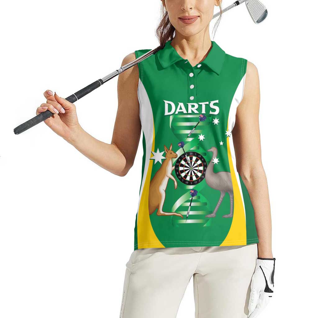 Personalised Australia Darts Women Sleeveless Polo Shirt Aussie Its In My DNA National Color - Aussie Hoodie