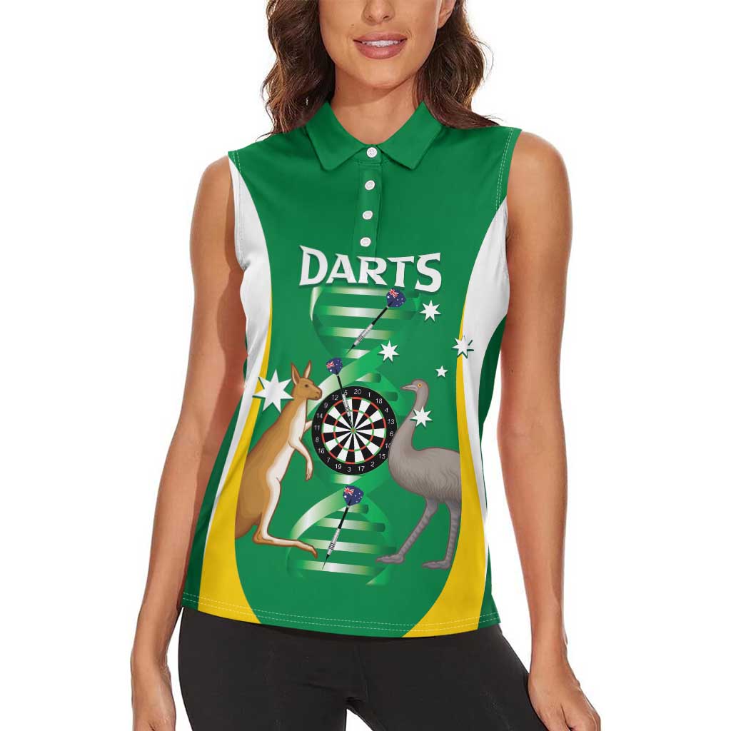Personalised Australia Darts Women Sleeveless Polo Shirt Aussie Its In My DNA National Color - Aussie Hoodie