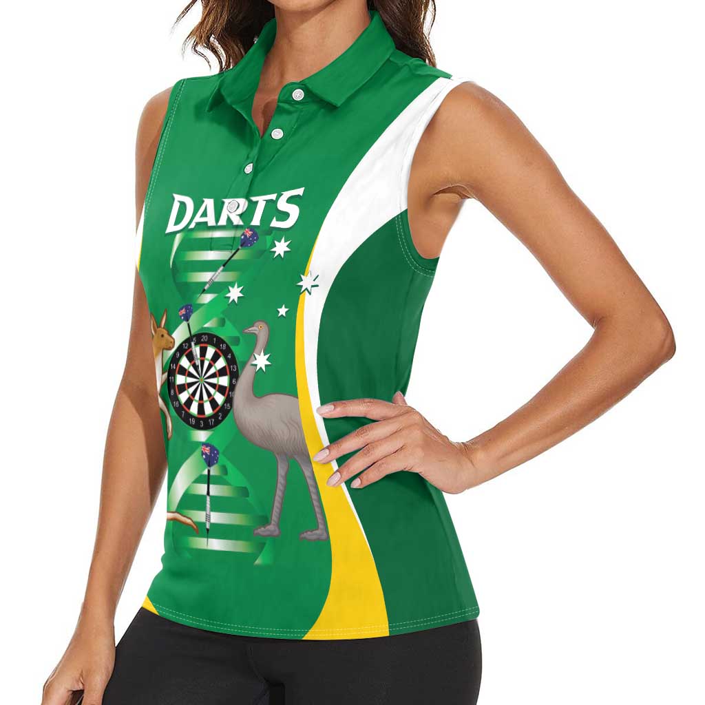 Personalised Australia Darts Women Sleeveless Polo Shirt Aussie Its In My DNA National Color - Aussie Hoodie