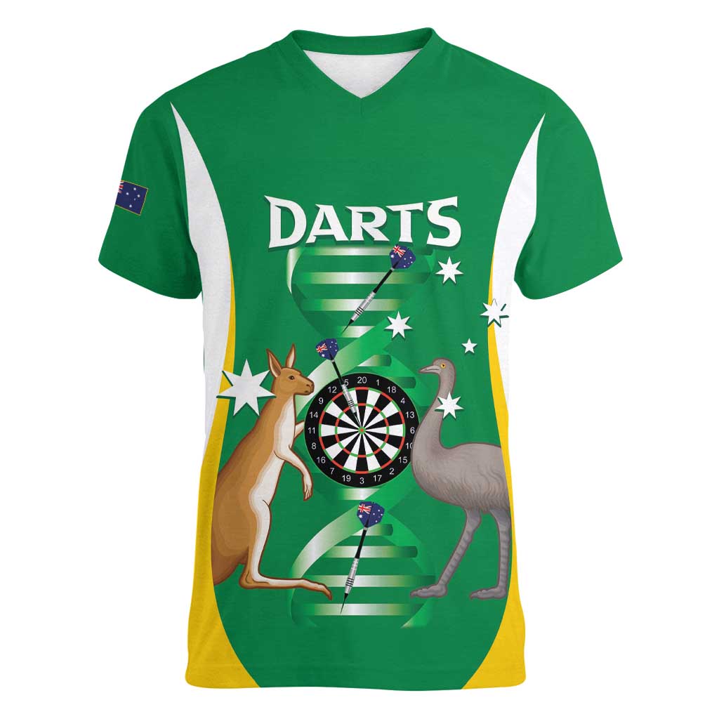 Personalised Australia Darts Women V-Neck T-Shirt Aussie Its In My DNA National Color - Aussie Hoodie