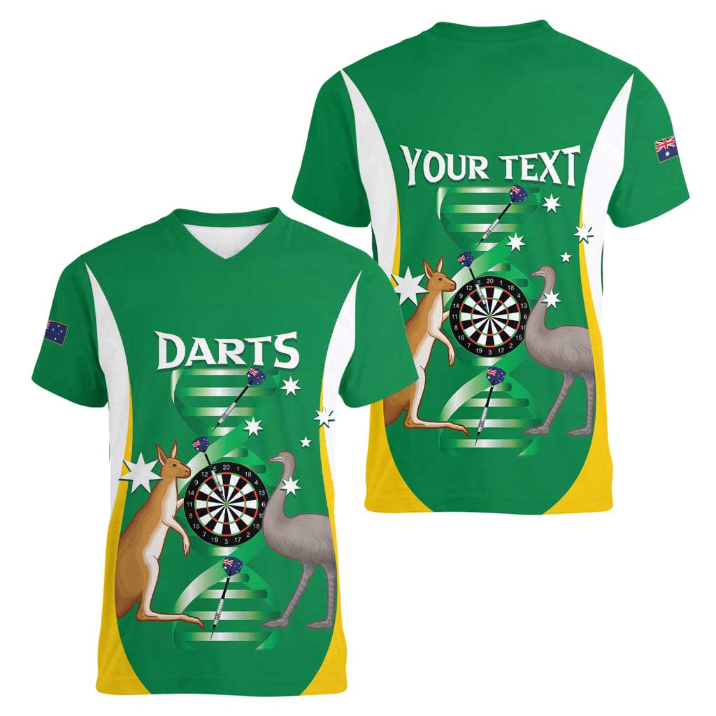 Personalised Australia Darts Women V-Neck T-Shirt Aussie Its In My DNA National Color - Aussie Hoodie