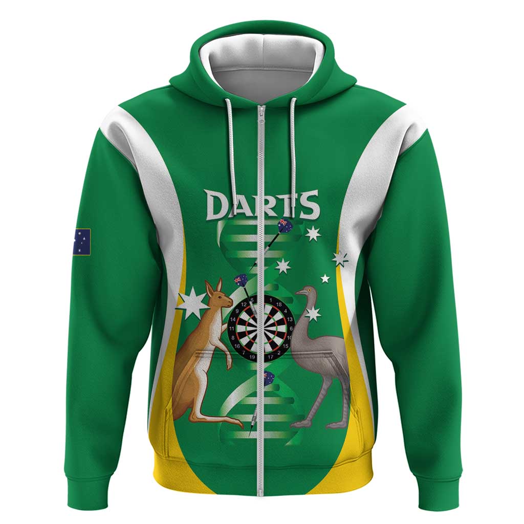 Personalised Australia Darts Zip Hoodie Aussie Its In My DNA National Color - Aussie Hoodie