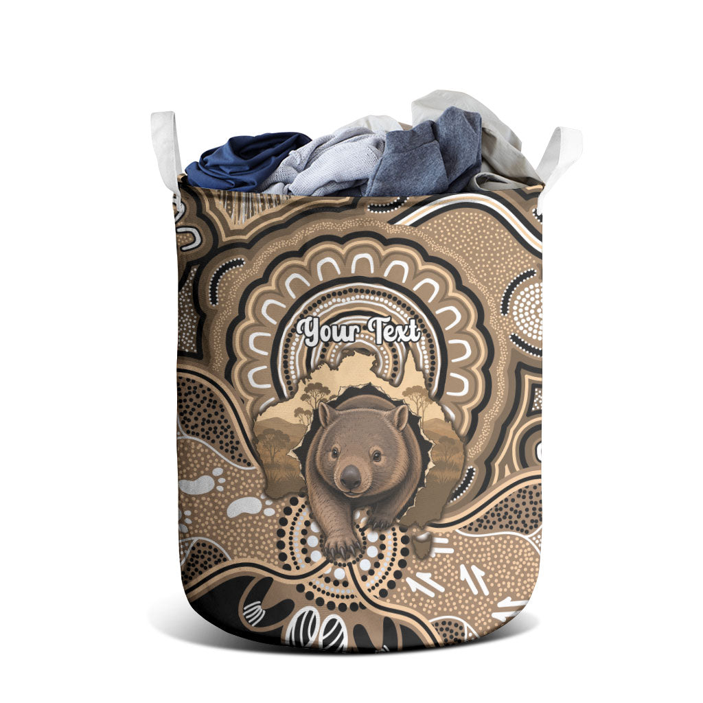Personalised Australia Wombat Laundry Basket Aussie Map Indigenous Art