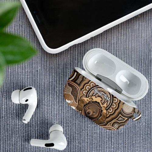 Personalised Australia Wombat AirPods Case Aussie Map Indigenous Art