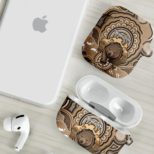 Personalised Australia Wombat AirPods Case Aussie Map Indigenous Art