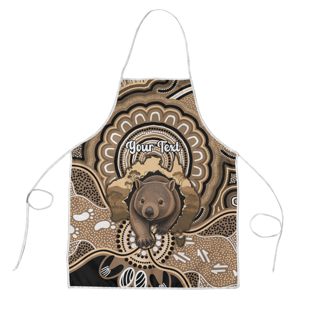 Personalised Australia Wombat Apron Aussie Map Indigenous Art