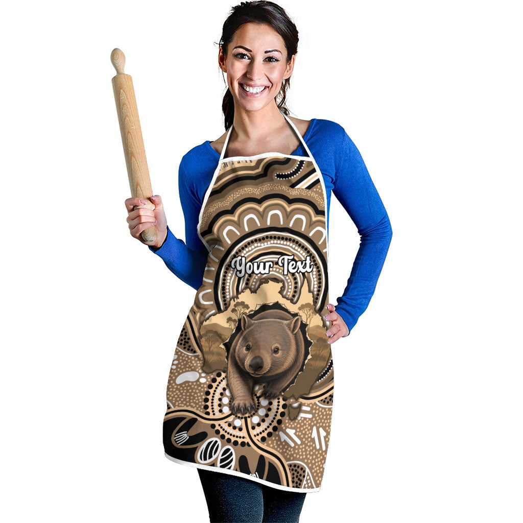 Personalised Australia Wombat Apron Aussie Map Indigenous Art