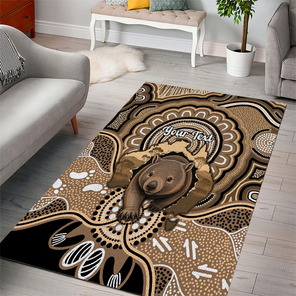 Personalised Australia Wombat Area Rug Aussie Map Indigenous Art