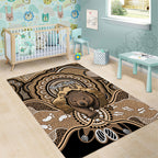 Personalised Australia Wombat Area Rug Aussie Map Indigenous Art