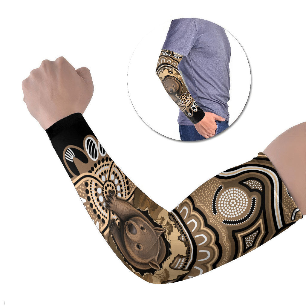 Personalised Australia Wombat Arm Sleeves Aussie Map Indigenous Art