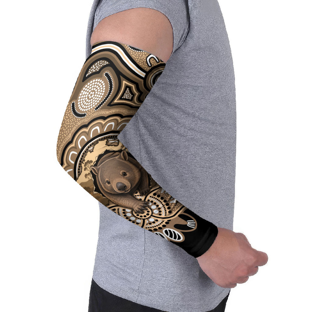 Personalised Australia Wombat Arm Sleeves Aussie Map Indigenous Art