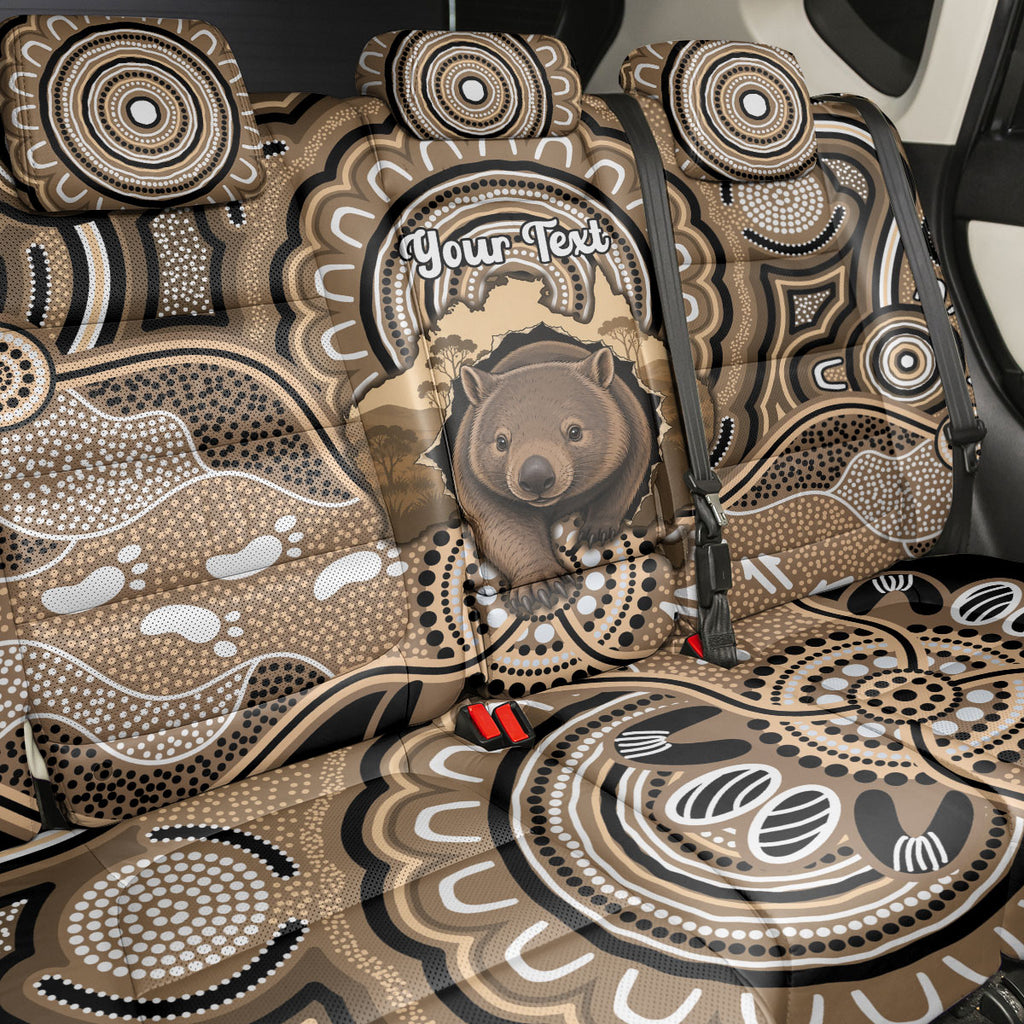Personalised Australia Wombat Back Car Seat Cover Aussie Map Indigenous Art