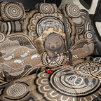 Personalised Australia Wombat Back Car Seat Cover Aussie Map Indigenous Art