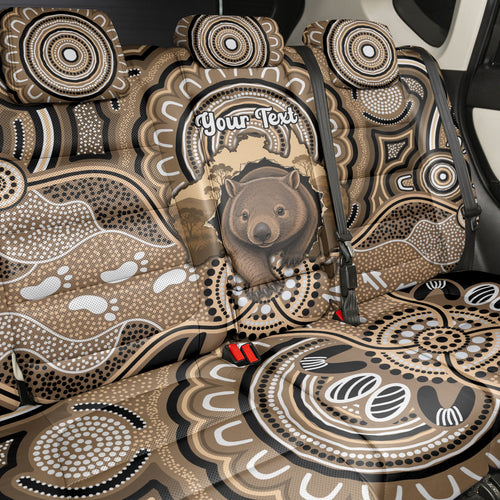 Personalised Australia Wombat Back Car Seat Cover Aussie Map Indigenous Art