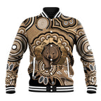 Personalised Australia Wombat Baseball Jacket Aussie Map Indigenous Art