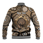 Personalised Australia Wombat Baseball Jacket Aussie Map Indigenous Art