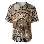 Personalised Australia Wombat Baseball Jersey Aussie Map Indigenous Art