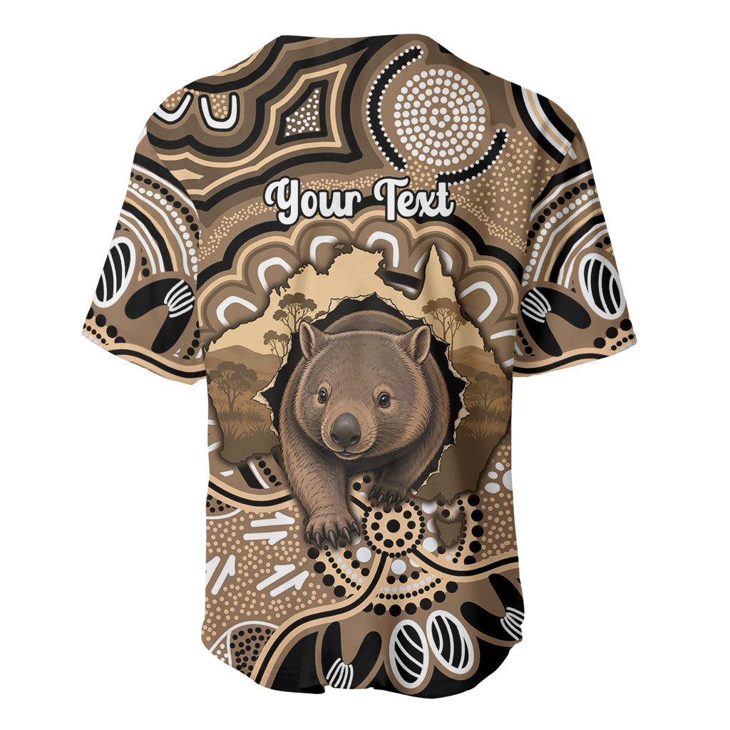 Personalised Australia Wombat Baseball Jersey Aussie Map Indigenous Art