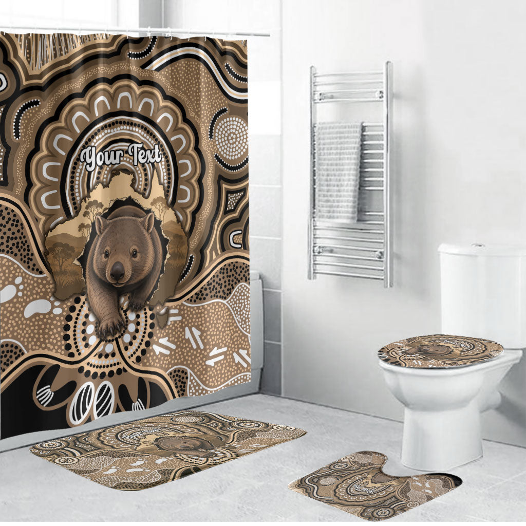Personalised Australia Wombat Bathroom Set Aussie Map Indigenous Art