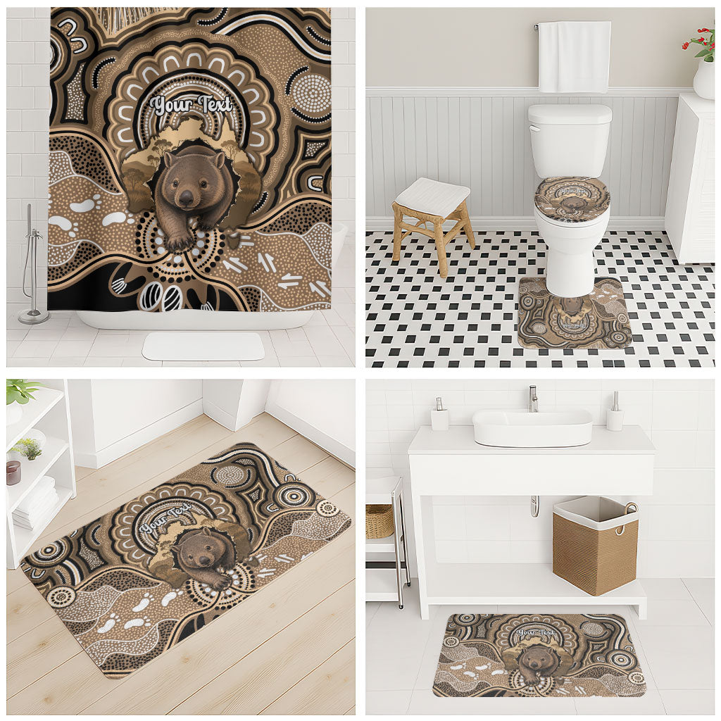 Personalised Australia Wombat Bathroom Set Aussie Map Indigenous Art