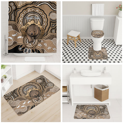 Personalised Australia Wombat Bathroom Set Aussie Map Indigenous Art