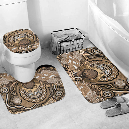Personalised Australia Wombat Bathroom Set Aussie Map Indigenous Art