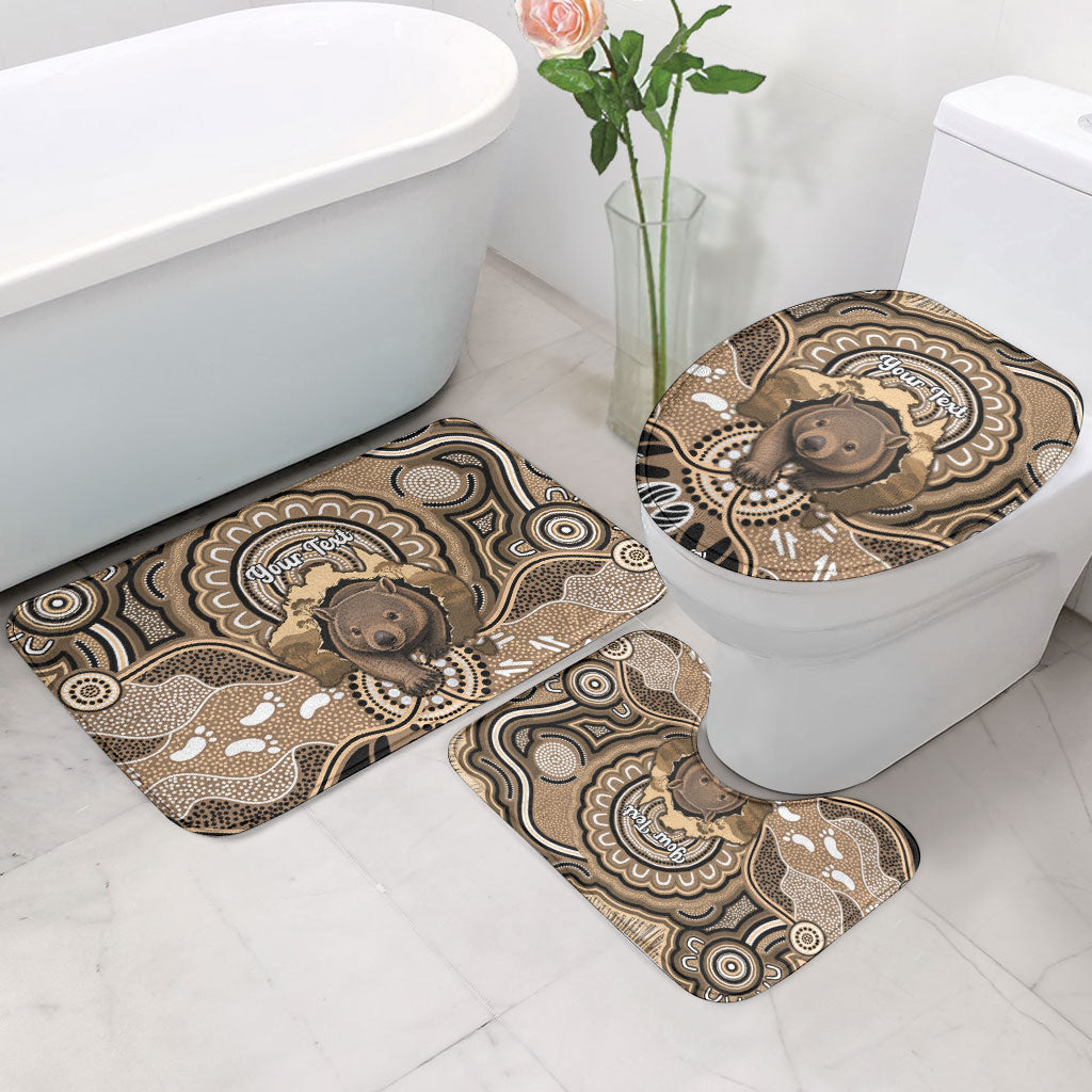 Personalised Australia Wombat Bathroom Set Aussie Map Indigenous Art