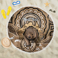 Personalised Australia Wombat Beach Blanket Aussie Map Indigenous Art