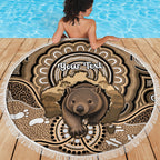 Personalised Australia Wombat Beach Blanket Aussie Map Indigenous Art