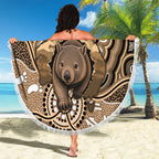Personalised Australia Wombat Beach Blanket Aussie Map Indigenous Art